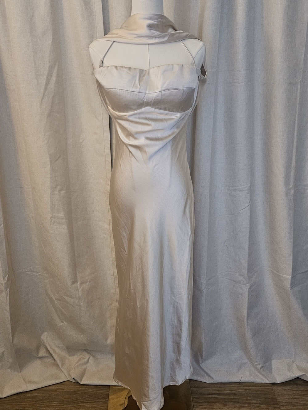 Strapless Satin Slip Dress in Ivory